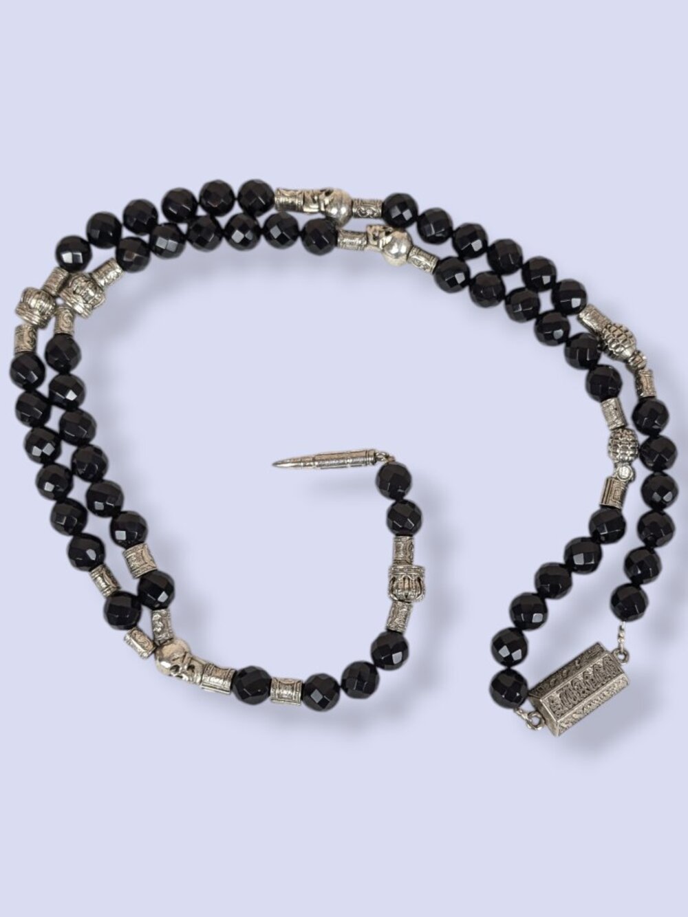 "Edgy" Black Glass Rosary For The Dead